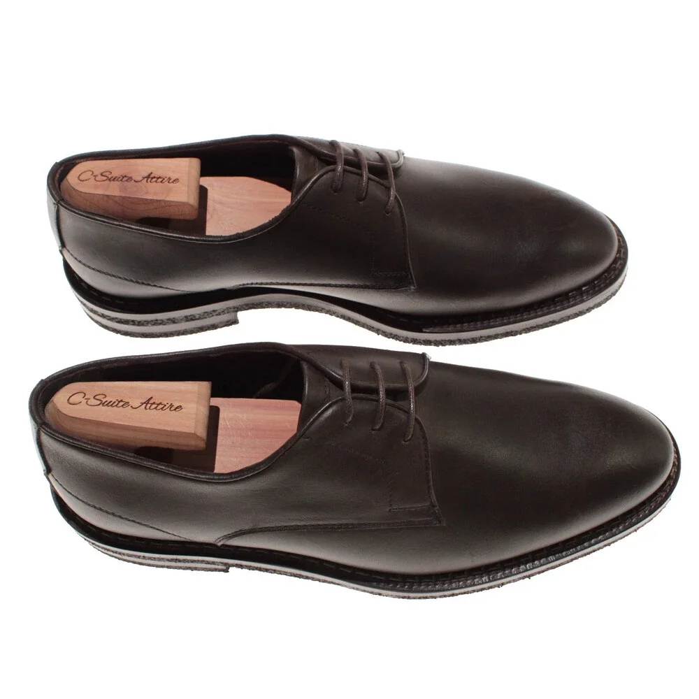 Di Bianco NWD Derby Dress Shoes Size 8.5 US in Dark Brown Leather Made in Italy